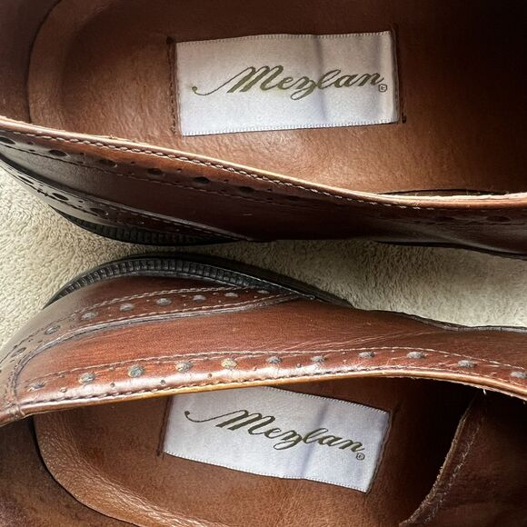 Mezlan Brown Leather Wingtip Dress Oxford Shoes Men’s 9.5 Work Business Designer - Picture 11 of 16